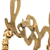 Chanel Logo Drop Chain Earrings Gold Metal