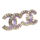 Chanel Gold and Crystal CC Stud Earrings