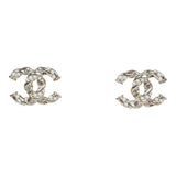 Chanel Twisted CC Light Pink and White Crystal and Pearl Earrings Gold Metal Hardware
