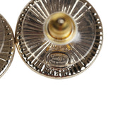 Chanel Crystal CC Round Pearl Button Earrings Light Gold Hardware