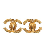 Chanel Vintage 24K Gold Plated Florentine CC Earrings