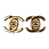 Chanel Vintage 24K Gold Plated Large CC Turnlock Earrings