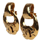 Chanel Vintage Large CC Quilted Knocker Hoop Earrings Gold Hardware