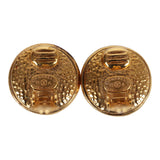 Chanel Vintage 24K Gold Plated CC Round Pearl Earrings Gold Hardware