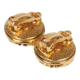 Chanel Vintage 24K Gold Plated CC Round Pearl Earrings Gold Hardware