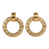 Chanel Vintage 24K Gold Plated Small CC Knocker Hoop Earrings