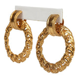 Chanel Vintage 24K Gold Plated Small CC Knocker Hoop Earrings