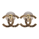 Chanel Small Crystal CC Stud Earrings Gold Hardware