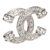 Chanel CC Crystal Stud Earrings Silver Hardware