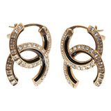 Chanel Crystal CC Earrings Black Enamel & Gold Hardware