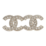 Chanel Crystal CC Stud Earrings Light Gold Tone Hardware
