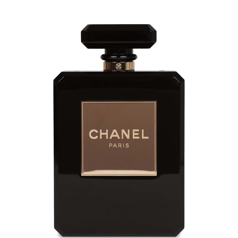 Chanel Minaudiere Perfume Clutch Black Acrylic Light Gold Hardware