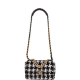 Chanel Medium 19 Flap Bag Black and White Tweed Mixed Hardware