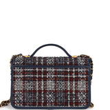 Chanel Medium School Memory Flap Bag with Top Handle Navy Multicolor Tweed Aged Gold Hardware