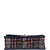 Chanel Medium School Memory Flap Bag with Top Handle Navy Multicolor Tweed Aged Gold Hardware