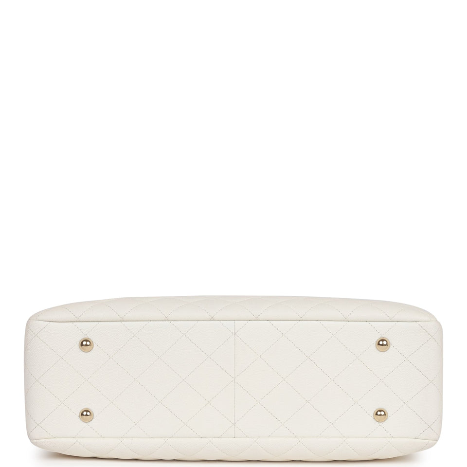 Chanel Large Classic Timeless Tote White Caviar Light Gold Hardware