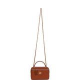Chanel Small Top Handle Vanity Case Brown Lambskin Brushed Gold Hardware