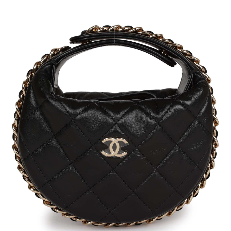 Chanel Chain Around Mini Pouch Black Lambskin Light Gold Hardware