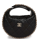 Chanel Chain Around Mini Pouch Black Lambskin Light Gold Hardware