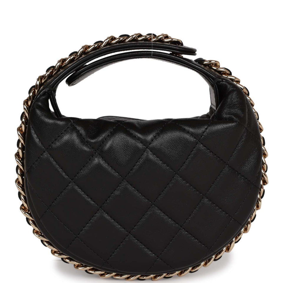 Chanel Chain Around Mini Pouch Black Lambskin Light Gold Hardware