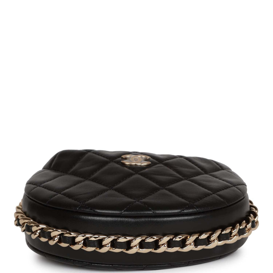 Chanel Chain Around Mini Pouch Black Lambskin Light Gold Hardware