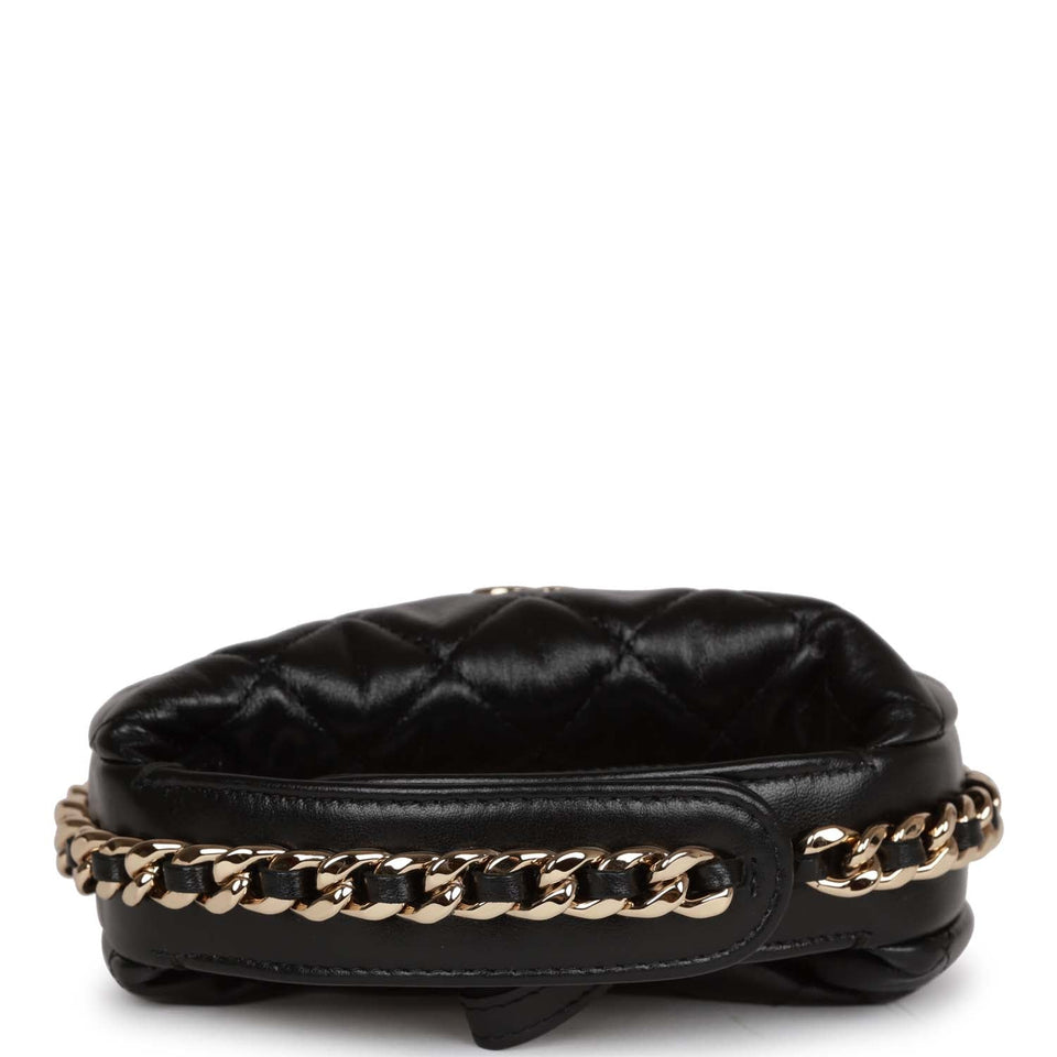 Chanel Chain Around Mini Pouch Black Lambskin Light Gold Hardware