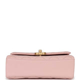 Chanel Mini Top Handle Flap Bag Pink Caviar Aged Gold Hardware
