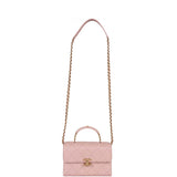 Chanel Mini Top Handle Flap Bag Pink Caviar Aged Gold Hardware