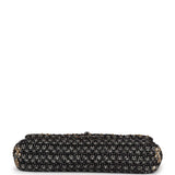 Chanel Medium Single Flap Black and White Tweed With Crystals Silver Hardware