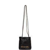 Chanel Mini 22 Bag Black Calfskin and Pearl Antique Gold Hardware