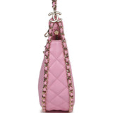 Chanel Small Chain Around Hobo Pink Lambskin Gold Hardware