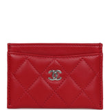 Chanel  Holder Wallet Red Lambskin Silver Hardware