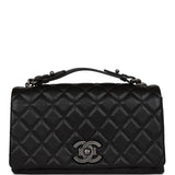 Chanel City Rock Medium Flap Black Goatskin Ruthenium Hardware