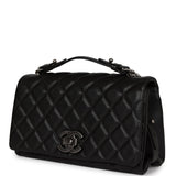 Chanel City Rock Medium Flap Black Goatskin Ruthenium Hardware