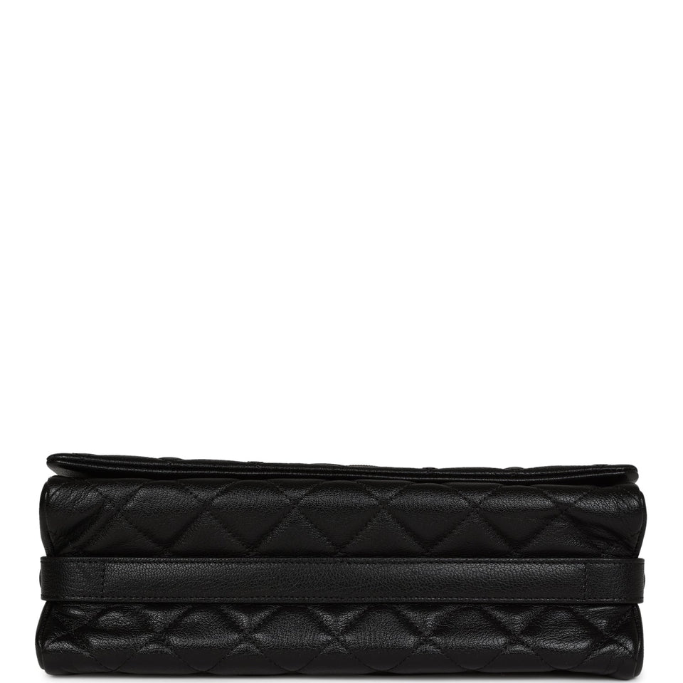 Chanel City Rock Medium Flap Black Goatskin Ruthenium Hardware