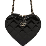 Chanel Hearts Chain Clutch Black and White Patent Calfskin Gold Hardware