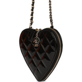 Chanel Hearts Chain Clutch Black and White Patent Calfskin Gold Hardware