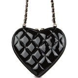 Chanel Hearts Chain Clutch Black and White Patent Calfskin Gold Hardware
