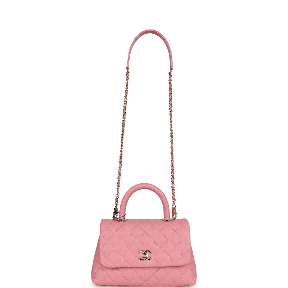 Chanel Small Coco Handle Dark Pink Caviar Light Gold Hardware