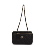Chanel Small Classic Vanity Case Black Caviar Light Gold Hardware