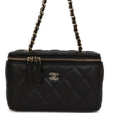 Chanel Small Classic Vanity Case Black Caviar Light Gold Hardware