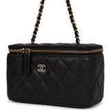 Chanel Small Classic Vanity Case Black Caviar Light Gold Hardware