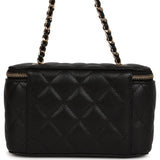 Chanel Small Classic Vanity Case Black Caviar Light Gold Hardware