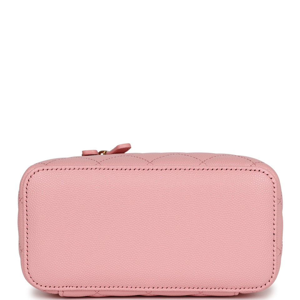 Chanel Small Classic Vanity Case Pink Caviar Light Gold Hardware