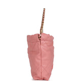 Chanel Mini 22 Bag Pink Shiny  Pebbled Calfskin Gold Hardware