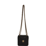 Chanel Mini Vanity Case Chain Clutch Black Lambskin Gold Hardware