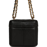 Chanel Mini Vanity Case Chain Clutch Black Lambskin Gold Hardware