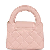Chanel Nano Kelly Shopper Pink Shiny Aged Calfskin Brushed Gold Hardware