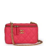 Chanel Small Vanity Case Hot Pink Caviar Brushed Gold Hardware