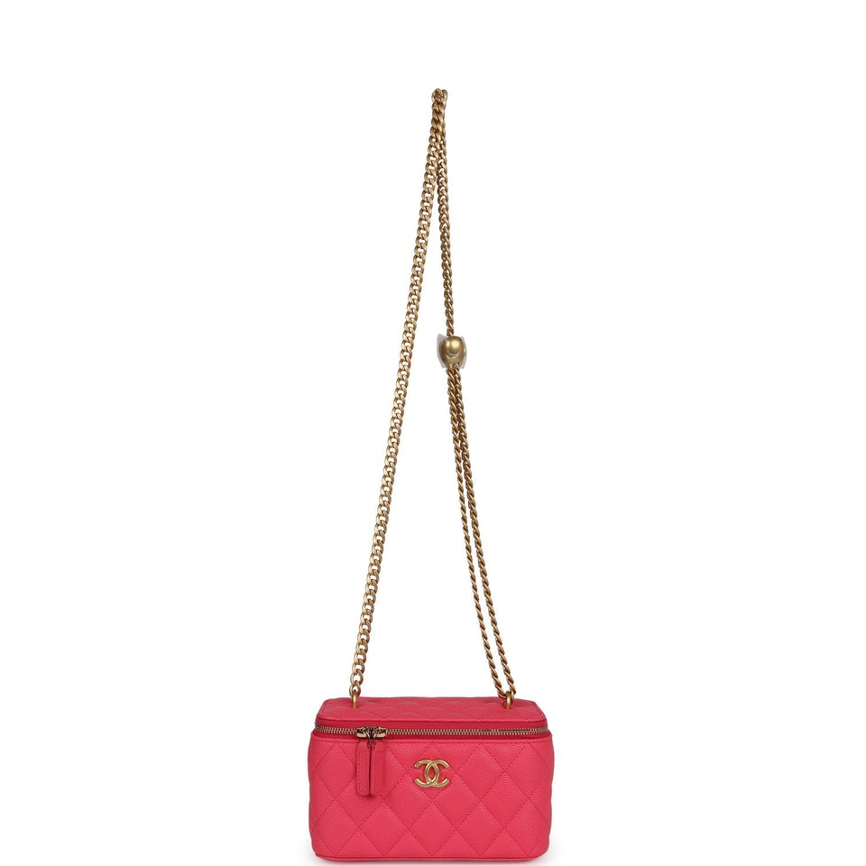 Chanel Small Vanity Case Hot Pink Caviar Brushed Gold Hardware